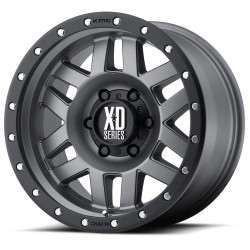 17" XD XD128 Machete Series 17X9 -12mm Jeep Wrangler JK JL Matte Grey W/Black Ring