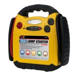 Battery Portable Jump Starter 900 Peak Amps/ 400 Cold Cranking Amps With Two 12 Volt DC Outlets