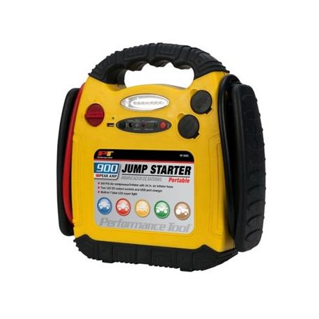 Battery Portable Jump Starter 900 Peak Amps/ 400 Cold Cranking Amps With Two 12 Volt DC Outlets