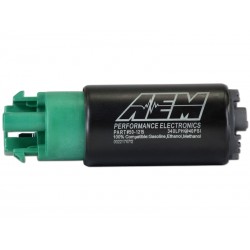 AEM 340lph E85-Compatible High Flow In-Tank Fuel Pump 65mm with hooks, Offset Inlet